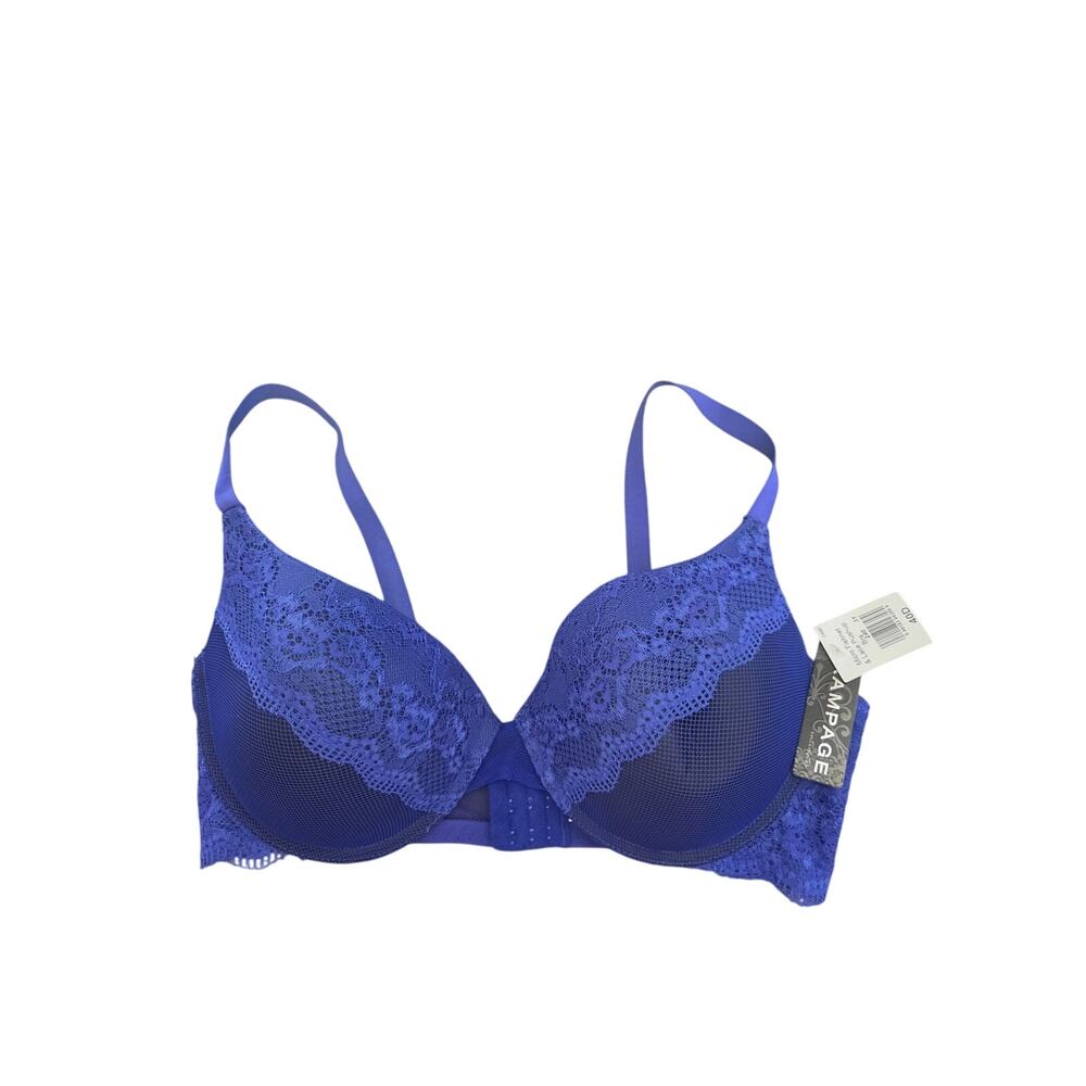 Rampage Micro Fishnet Lace Push Up Bra 40D Womens Underwired‎ Blue NWT